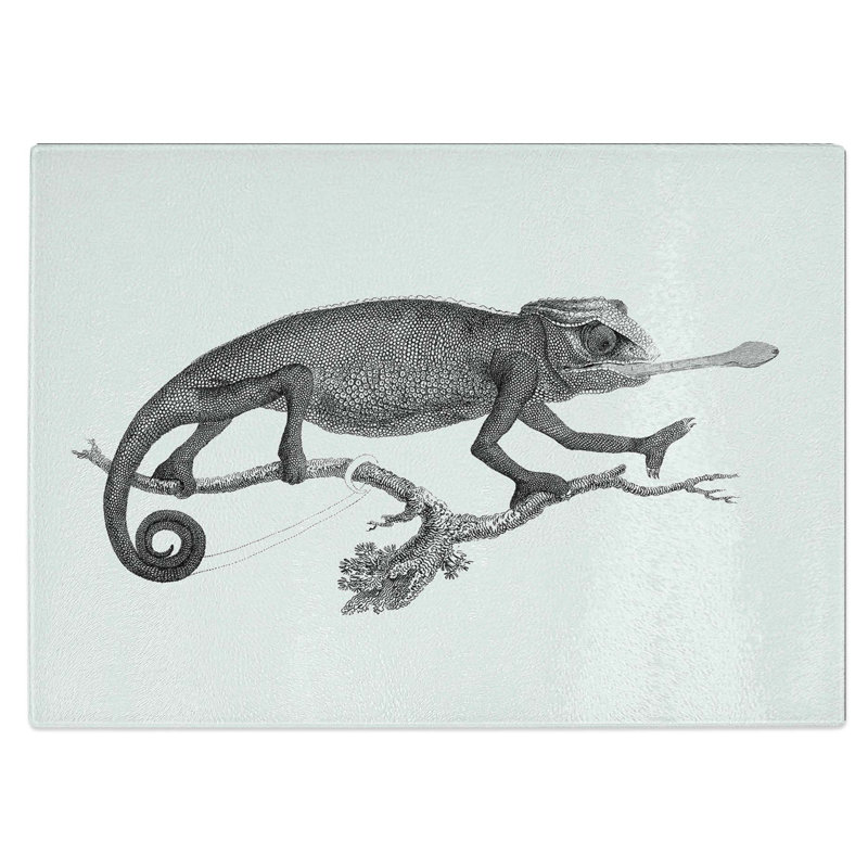Tempered Glass Chameleon Chopping Board, 28.5 cm W x 20 cm L