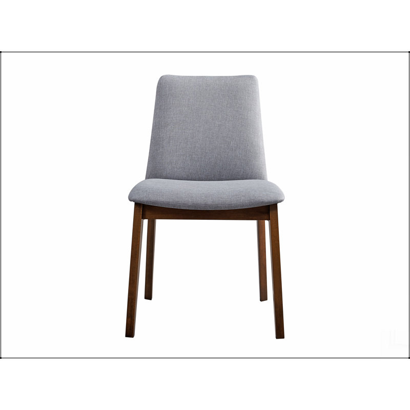 Ensemble de 2 chaises d'appoint Kaela en tissu gris clair et finition noyer