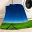 Jeté en molleton bleu flanelle ultra doux, imprimé rectangle vert gazon-132075450