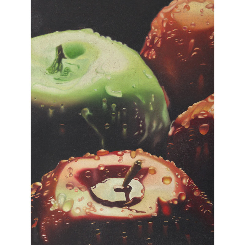 Pommes sous la pluie | Peinture à l'huile sur toile encadrée