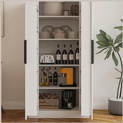 Kitchen Pantry Cabinet, Freestanding Buffet Cupboards Sideboard With Doors & Shelves, Kitchen Pantry Storage Cabinet For Kitchen, Living Room And Din