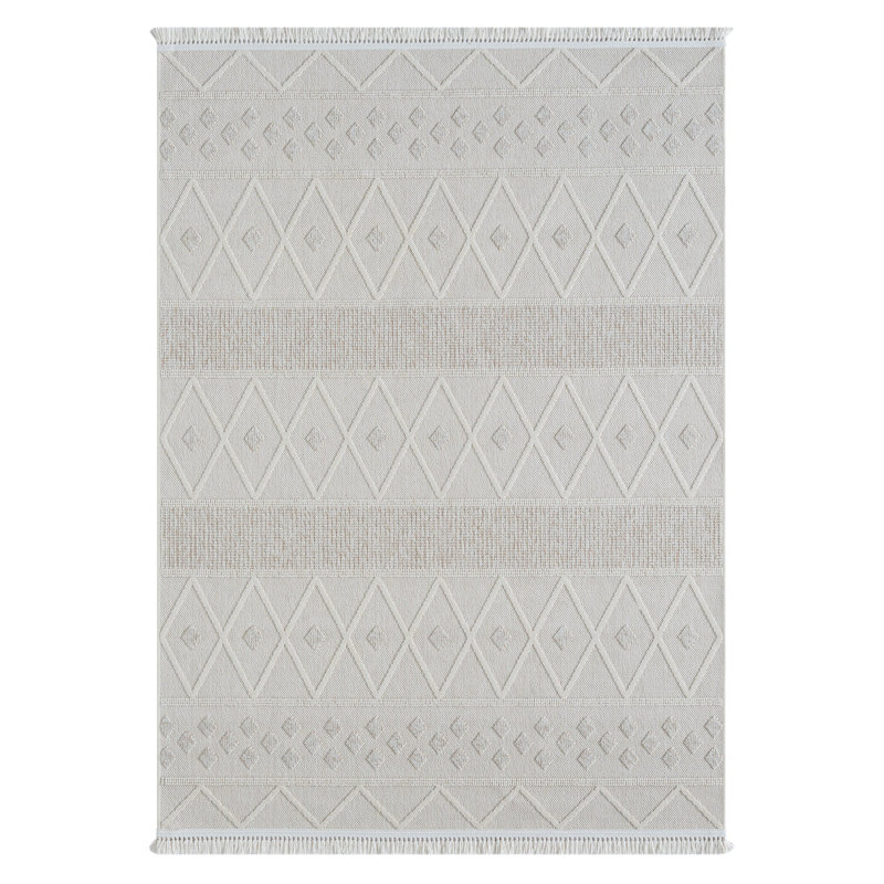 Tapis népalais en jute crème et népalaisépalais, Rectangle 5 pi 11 po x 7 pi 3 po