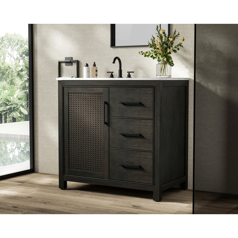36 inch Single Bathroom Vanity, Chocolate Oak