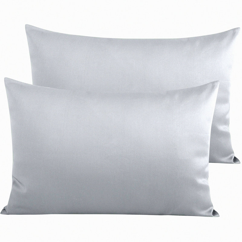 Luxury Cotton Pillowcase Set - 500 Thread Count Soft & Breathable Envelope Closure Pillow Covers - Queen Size 20x30 Bed Pillowcases in Light Grey (Set of 2)
