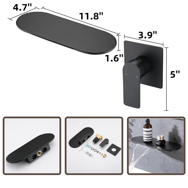 Robinet de salle de bain mural, Noir mat