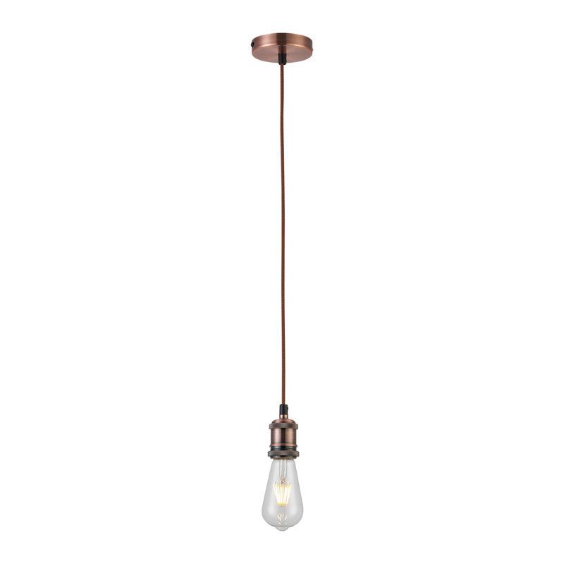 Poultney Braided Wire Suspension Bulb Holder and Ceiling Rose, Antique Copper
