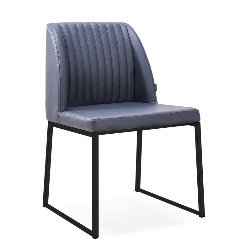 Dejonae 18.5'' H Leatherette Upholstered Side Chair, Navy/Black