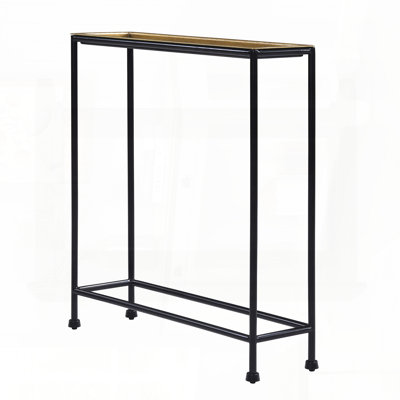 Table d'appoint en métal Trenton avec plateau en laiton texturé antique - base bronze