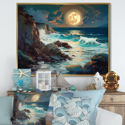 Impression sur toile Golden Blue Majestic Waves I