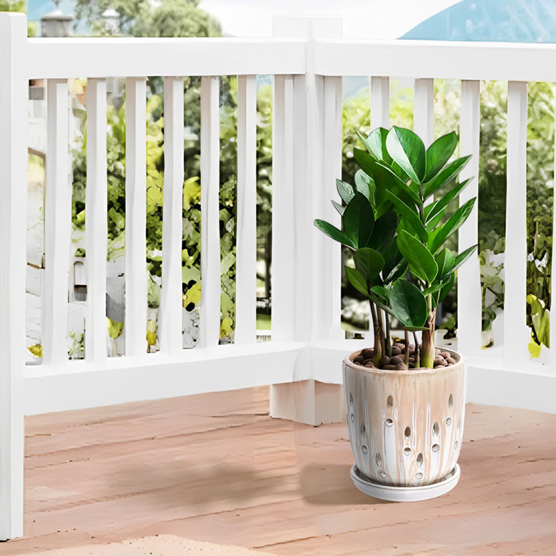 Of 2 8" Brown And Antique White Striped Ceramic Flowerpots With Drainage Hole. Suitable For Indoor Outdoor Use, Patio, Garden, Windowsill. Reinforced Glossy Flowerpots, All - Weather Windowsill,