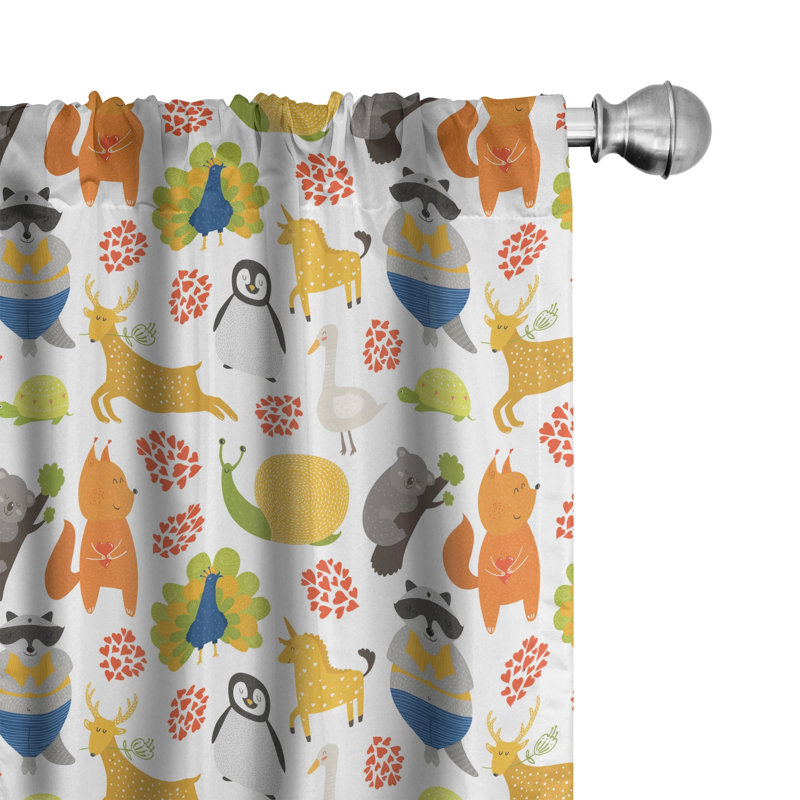 Panneaux de rideaux semi-diaphanes avec passe-tringle Animal, 28 po x 95 po