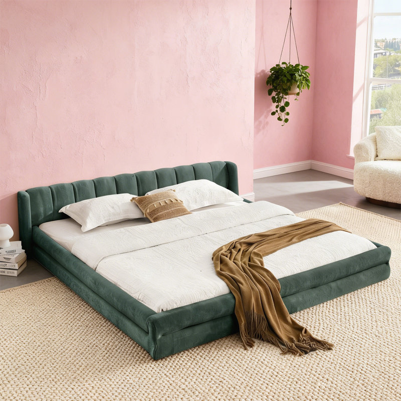 Très grande base de lit tapissier avec tissu épais, Vert