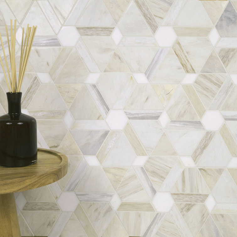 Angora Floralis 11" X 12" Polished Marble Mosaic Floor And Wall Tile