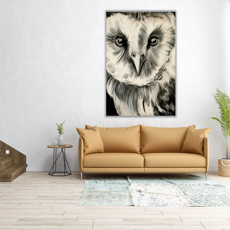 Charcoal Owl II - reproduction d'art sur toile, H 24 po x l 16 po
