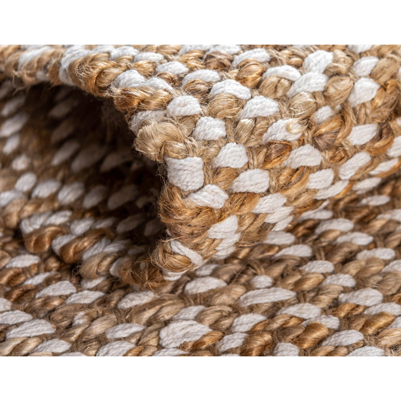 Tapis naturel tressé à la main à motif géométrique, Rectangle 3 pi 3 po x 5 pi 1 po