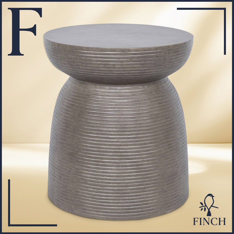 Finch Clayton Cement Pedestal Side Table, Sturdy, Scratch Resistant with Hand Painted Texture Finish
