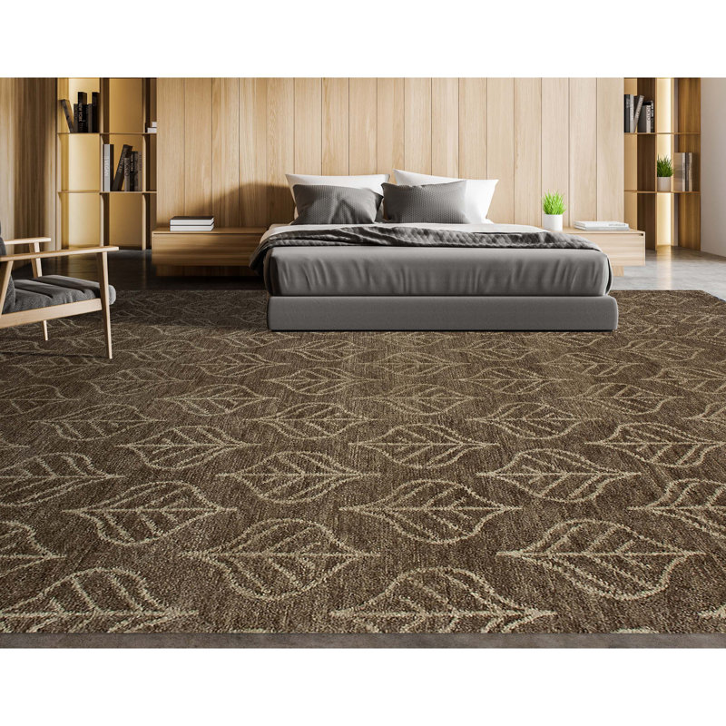 Wool Floral Area Rug, Rectangle 3' x 5'