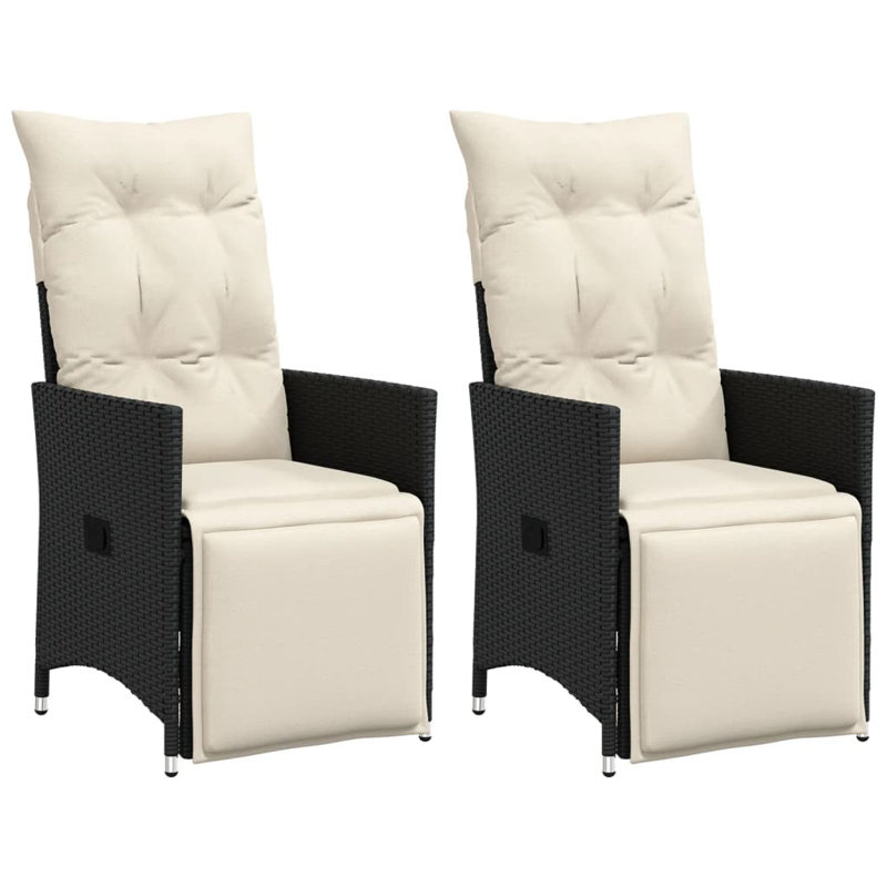 Ensemble de 2 chaises de jardin inclinables, Beige, Noir