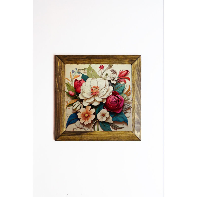Élégante peinture encadrée décorative, art 100% pierre, 6,1 x 6,1 pouces | Cadre en bois de qualité supérieure, épaisseur: 0,8 po | Imprimé UV pour des couleurs éclatantes | Parfait pour la décoration intérieure, le salon et le bureau