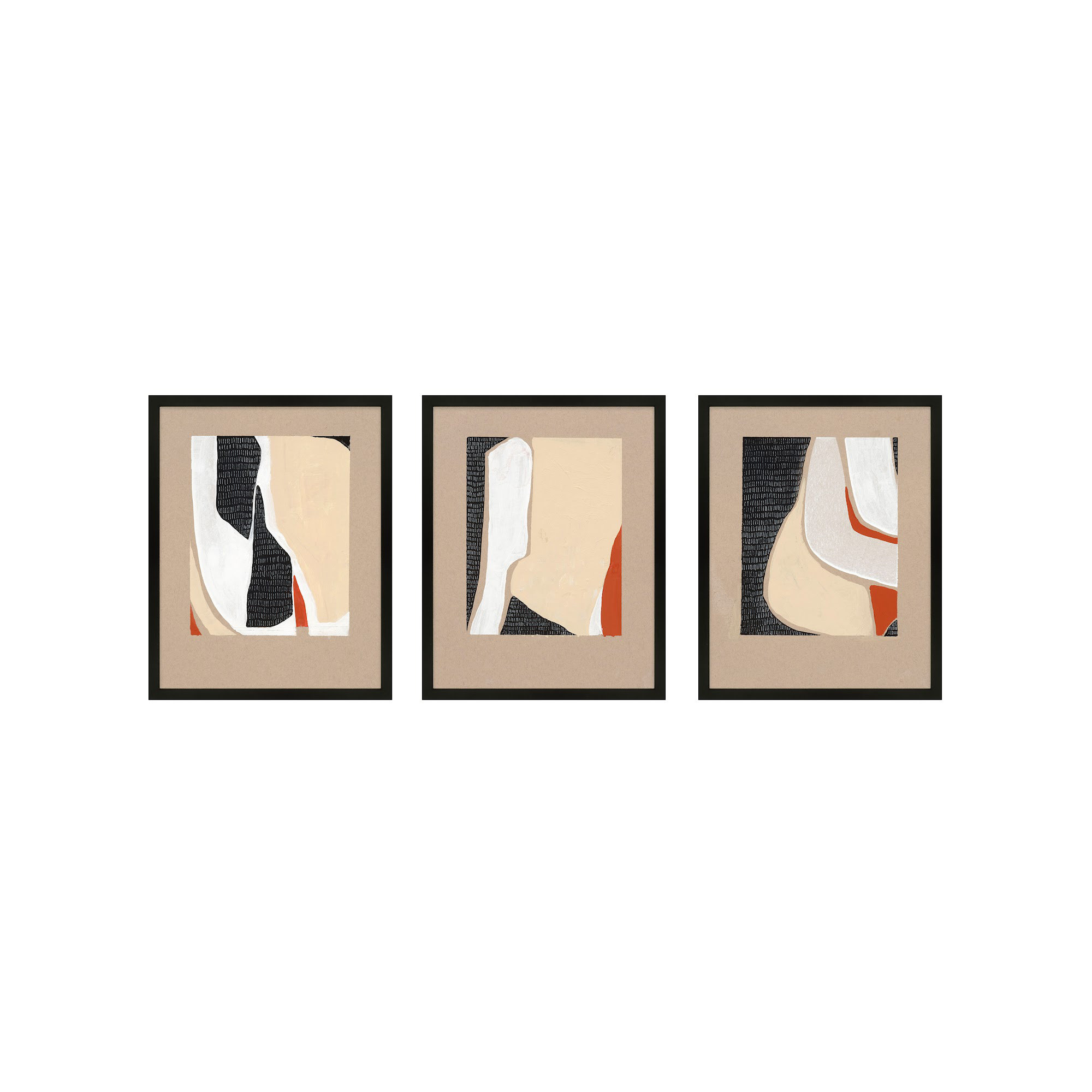 Distant View. Set Of 3 by Andrea Stokes, 50" H x 40" W, Black Framed