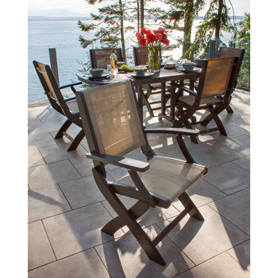 POLYWOOD Coastal Folding Arm Chair 7-Piece Dining Set by POLYWOOD