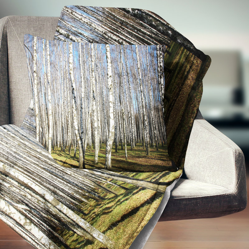 Oreiller en bois d’automne ensoleillé bouleau, 16 po x 1 po, Coussin décoratif