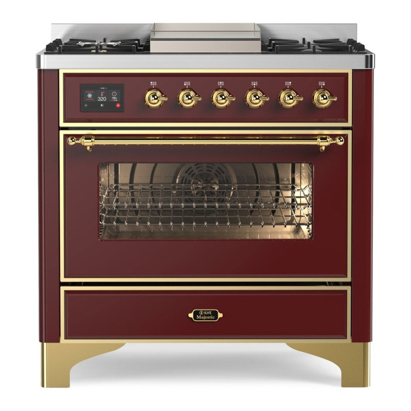 Majestic II Series 36" 3.5 cu ft. Freestanding Dual Fuel Range, Liquid Propane, White/Brass