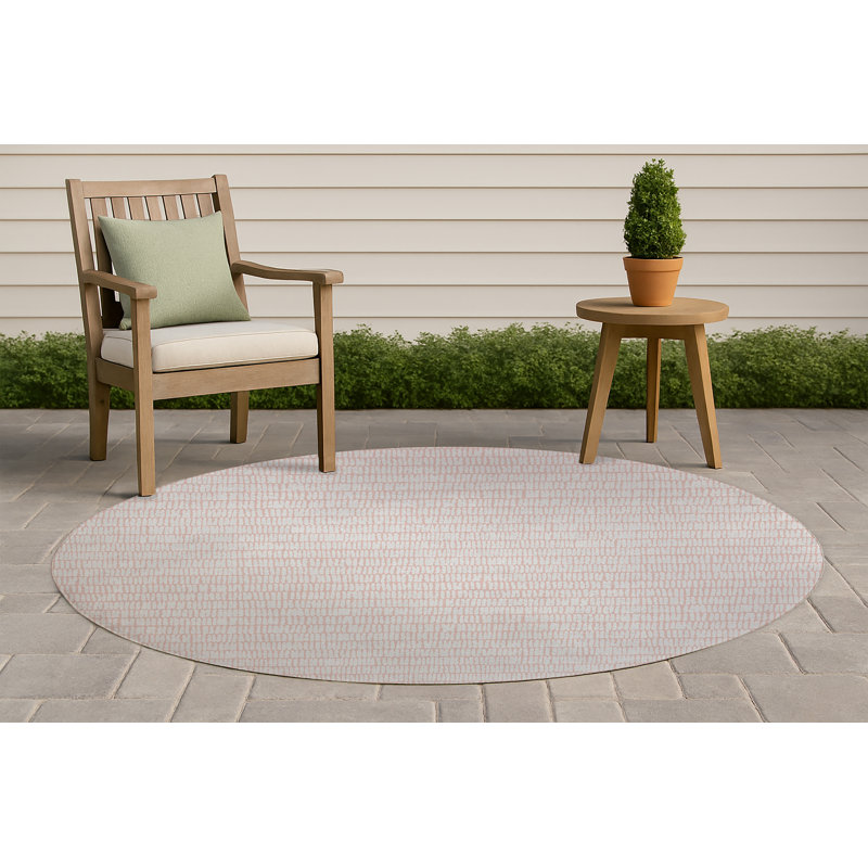 Ricky Row Non-Slip Outdoor Rug, Round 5'