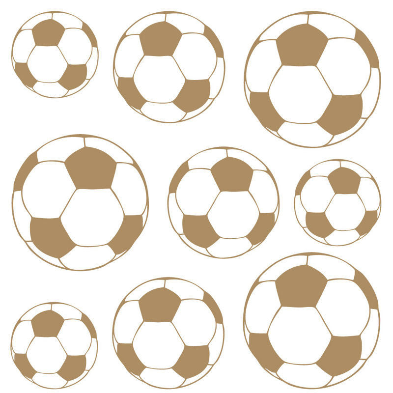 Adhésif décoratif ballons de soccer, H 41 po x l 40 po x P 0,01 po, Brun pâle