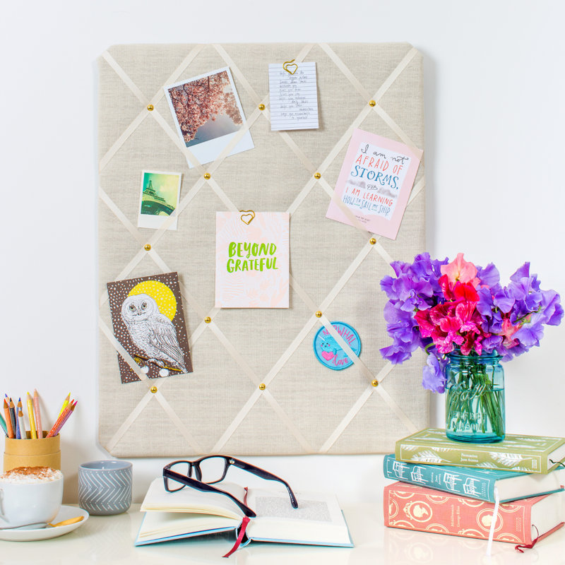 Fabric Covered, Ivory/Gold, 60cm H x 48cm W