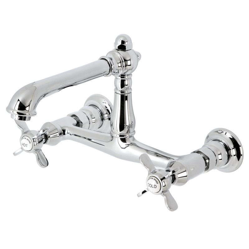Robinet de salle de bain mural 2 trous Kingston Brass Essex, Chrome poli