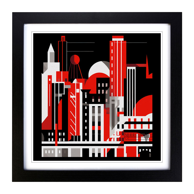 City Of Manchester Constructivism - Framed Print, Black