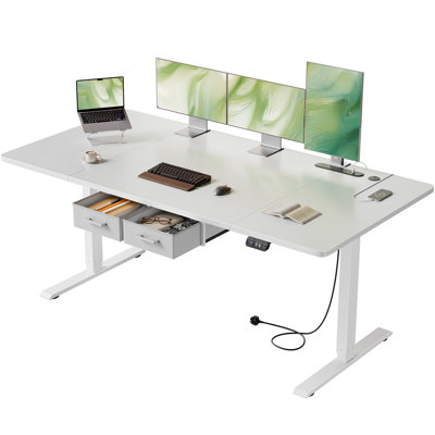 Adjustable Height Steel Standing Desk with Built-In Electrical Outlet