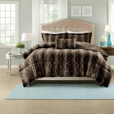 Luxurious Faux Fur Bedding Set, Polyester Soft Comfort, Cozy Home Style