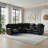 3 Piece Faux Leather Reclining Sectional with LED Lighting, Bluetooth Speaker & Charging Console-116986312