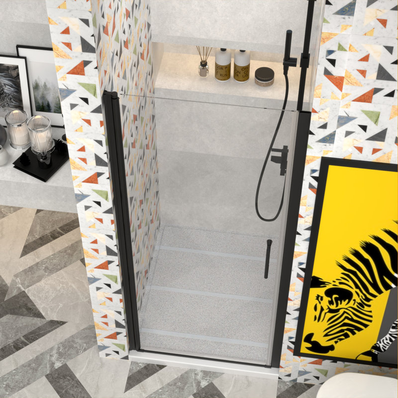 ImageYou Frameless Pivot Shower Door, 32"Wx72"H, Adjustable Width32-33 3/8", Easy Installation with Magnetic Waterproof Seal