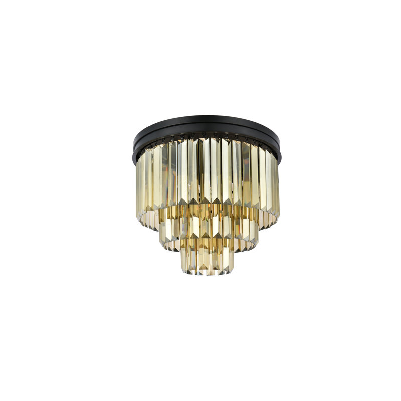 Yazmin Crystal Flush Mount, Matte Black, Smoky