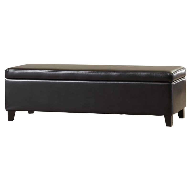 Faux Leather Upholstered Storage Bench, Black