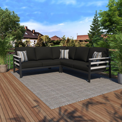 Townsend Outdoor 5 Person Sectional Seating Group With Sunbrella Cushions