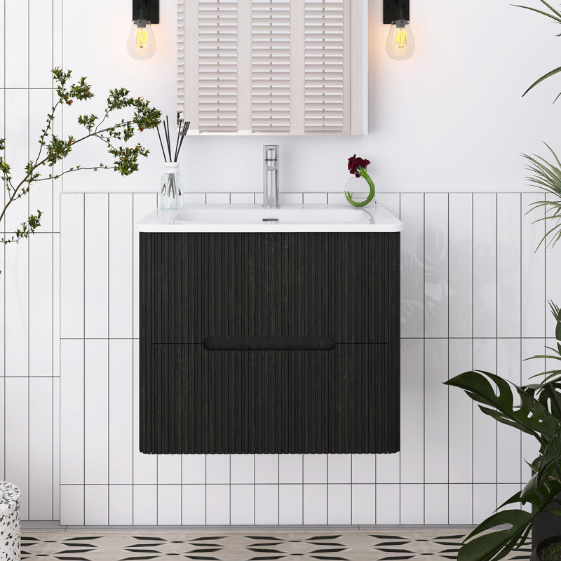 Meuble-lavabo simple 24 po avec lavabo, Noir