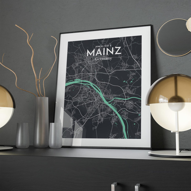 Mainz City Map In Dream - No Frame Print, 24cm H x 18cm W x 0.05cm D
