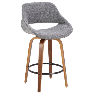 Tabouret de comptoir Fabrico Mid-Century en tissu noyer et gris par Lumisource