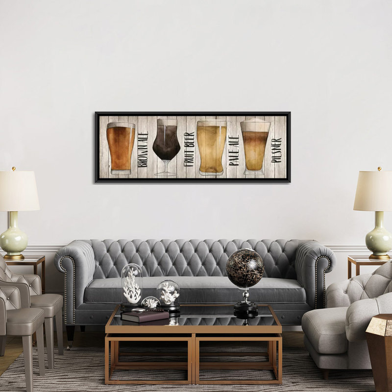 « bière chart i », impression sur toile, H 20 po x l 60 po x P 1,5 po, Cadre noir
