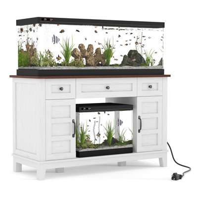 Support d'aquarium avec prise de courant, support d'aquarium robuste de 1400 lb, tablette amovible