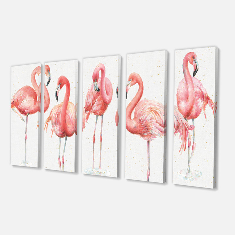 Gracefully Pink Shabby Flamingo - Wrapped Canvas Print