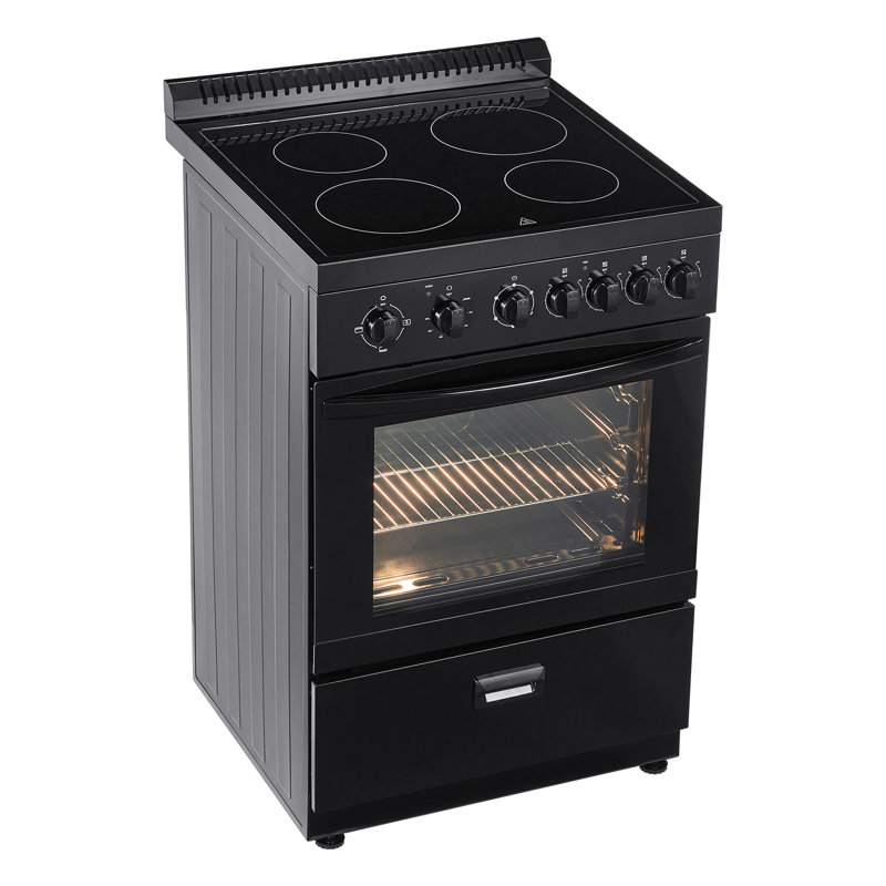 24 in Electric Range Oven 2.7 Cu. Ft. 4 Cooktop Burners Stainless Steel Body