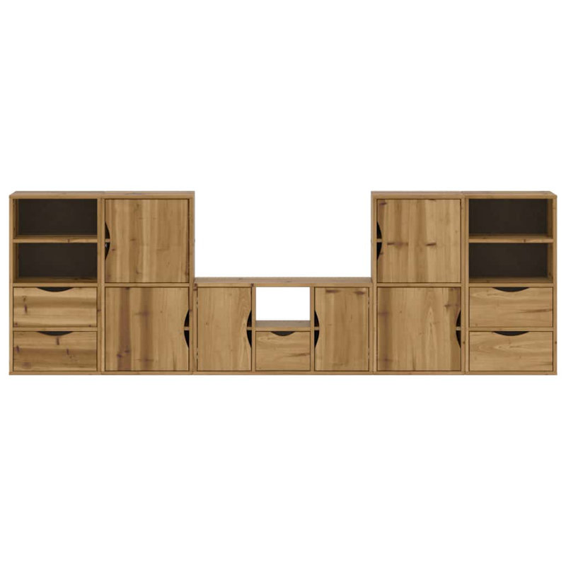 5 Piece TV Units With Storage ODDA Solid Wood Pine, Natural