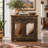 Rustic Hand-Carved Cowhide Inlay Accent Cabinet