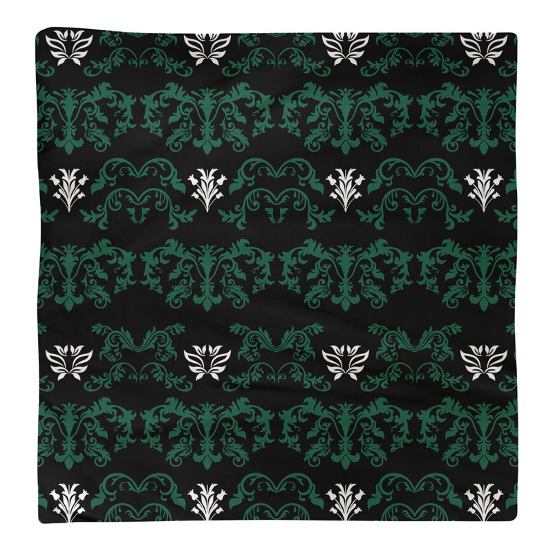 Damask Square Napkin, Gotham Green/Stealth Black/White, Polyester