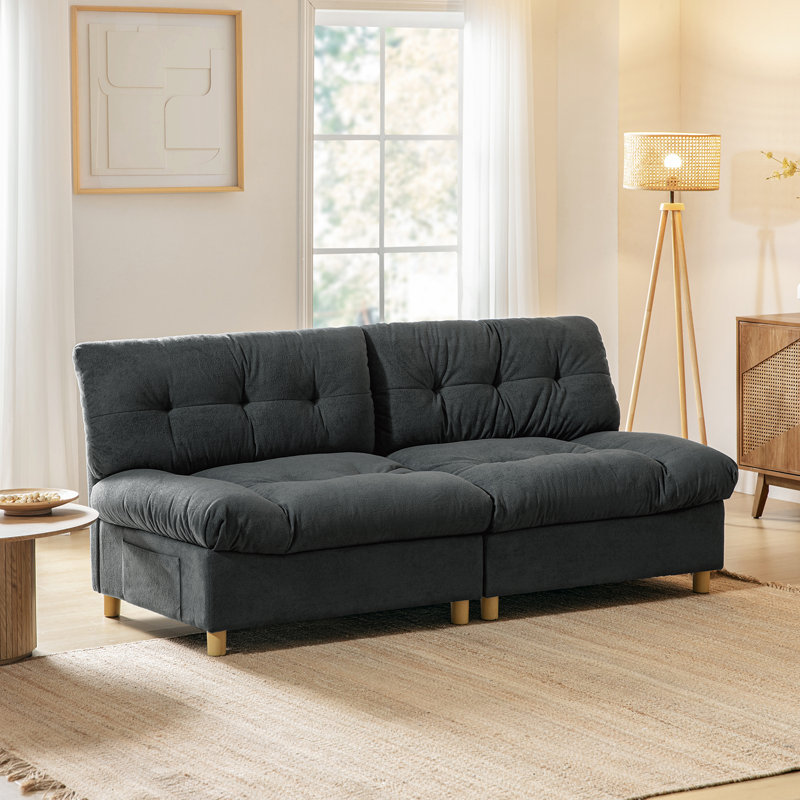 Bauch 81"Wide Upholstered Tufted Back Loveseat Sofa With 2 Usb Charging Ports, Black